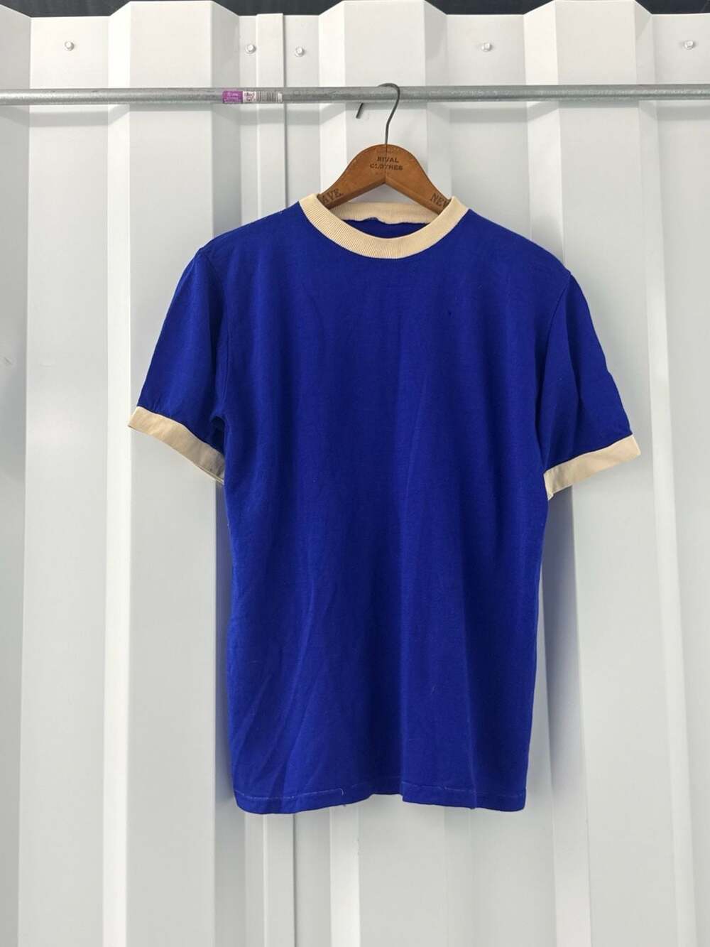 Vintage Blue & Cream Ringer T-Shirt Number 9 Athletic Jersey 70s/80s  Retro Tee